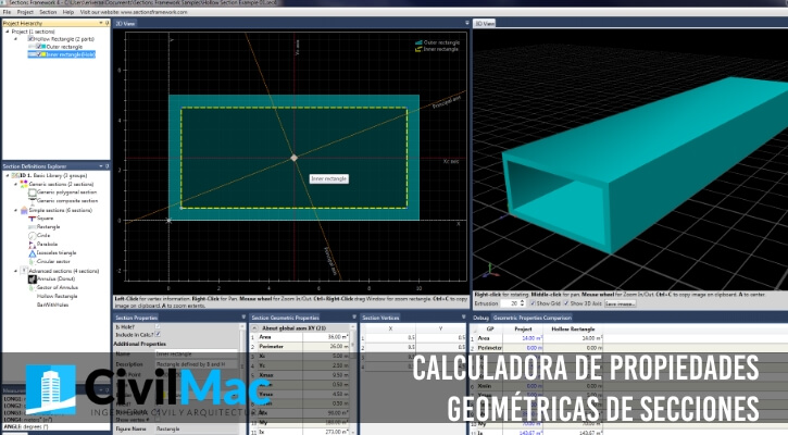 Calculadora de propiedades geométricas de secciones