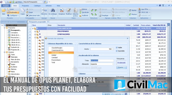 EL MANUAL DE OPUS PLANET, ELABORA TUS PRESUPUESTOS CON FACILIDAD