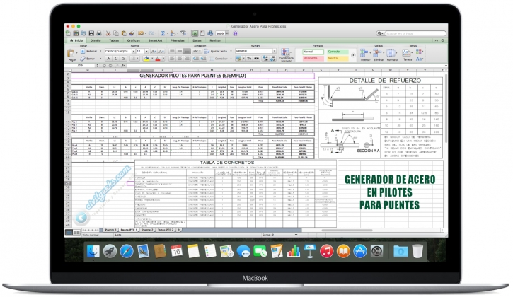 Hoja Excel Generador de Acero en Pilotes para Puentes
