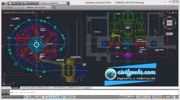 Planos didácticos de una Turbina Tipo Pelton